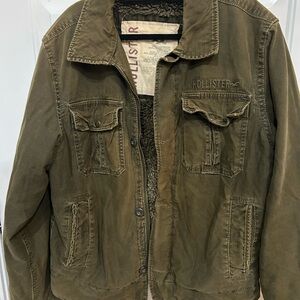 Hollister Vintage Fur Lined Military Green Grunge Jacket . XL